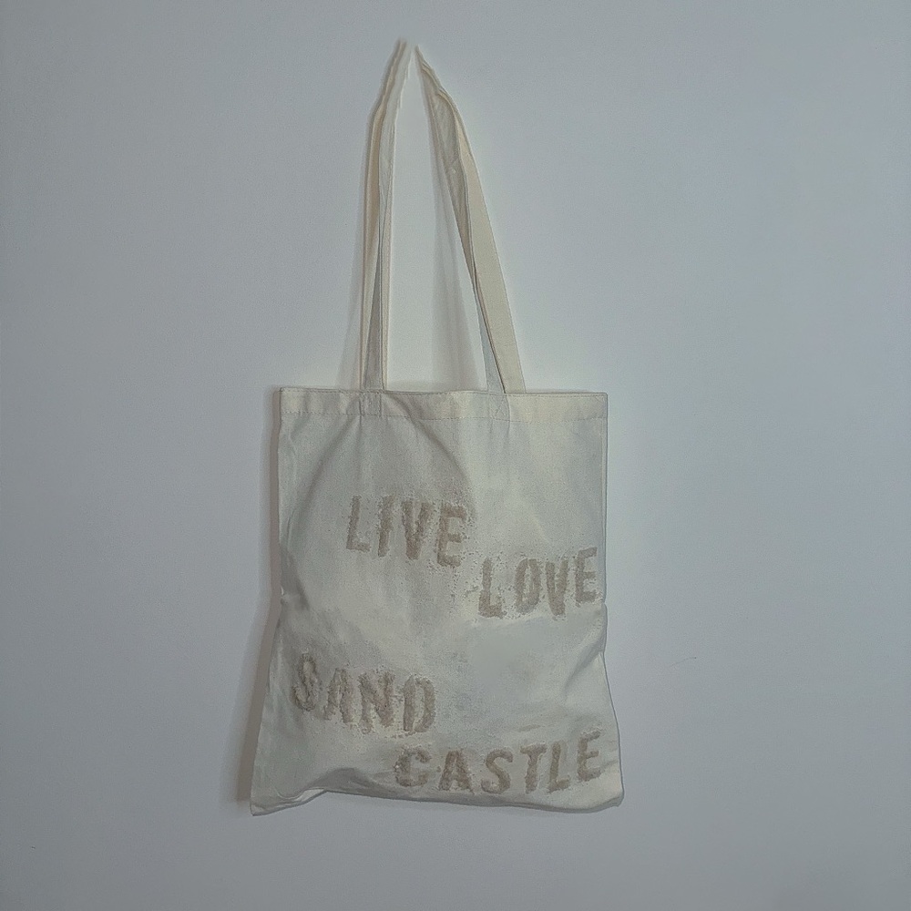 “Live Love Sand Castle” Tote Bag